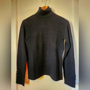 White + Warren Women's Black Turtleneck Cashmere Sweater Medium